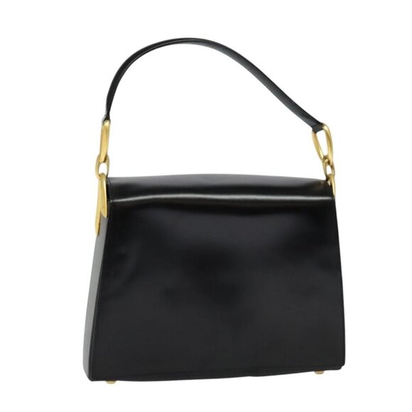 CELINE Shoulder Bag Leather Black Gold Auth 121142 - Picture 1 of 16